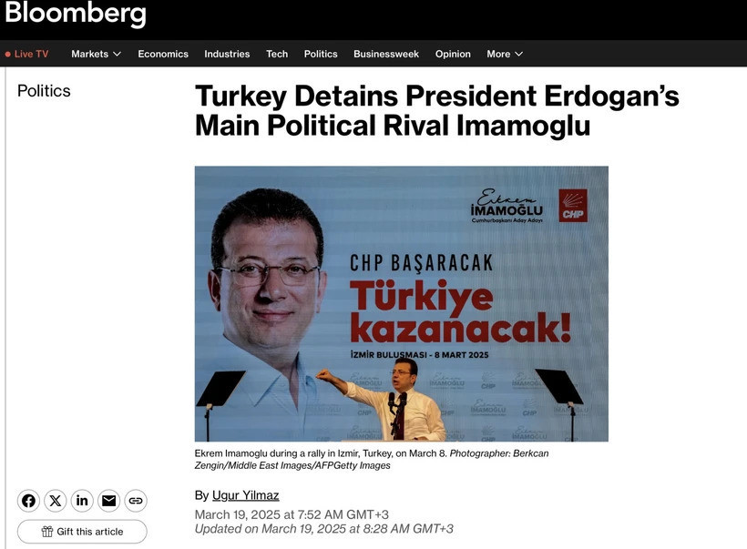 Dünya basını Ekrem İmamoğlu’nu konuşuyor: Gözaltı kararı manşetlerde! 2.Resim